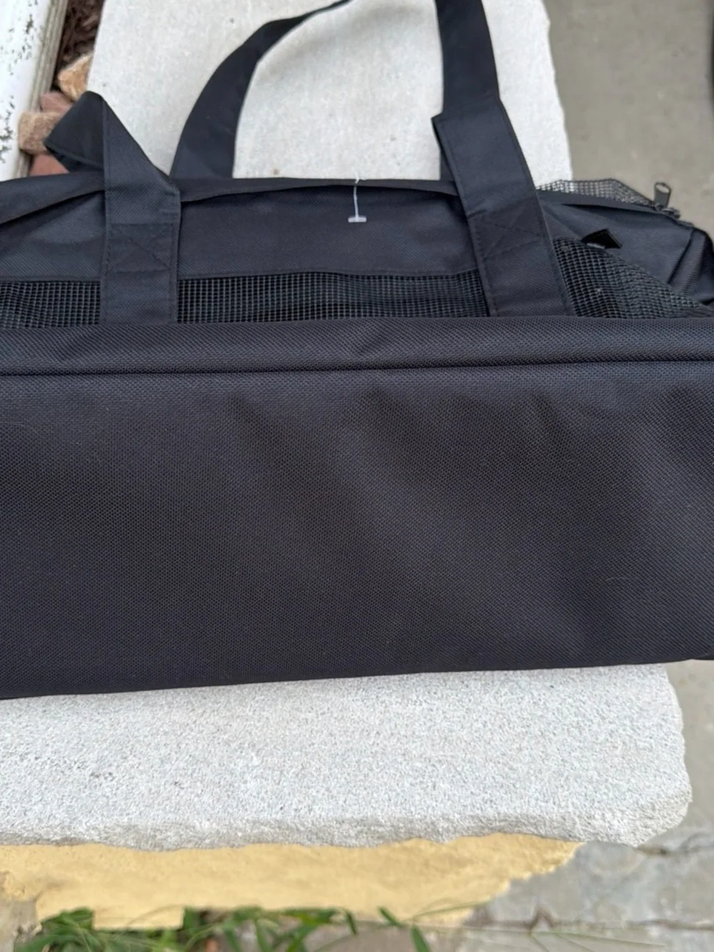 Black pet Mesh Tote Bag with Zippered Pocket - Unbranded